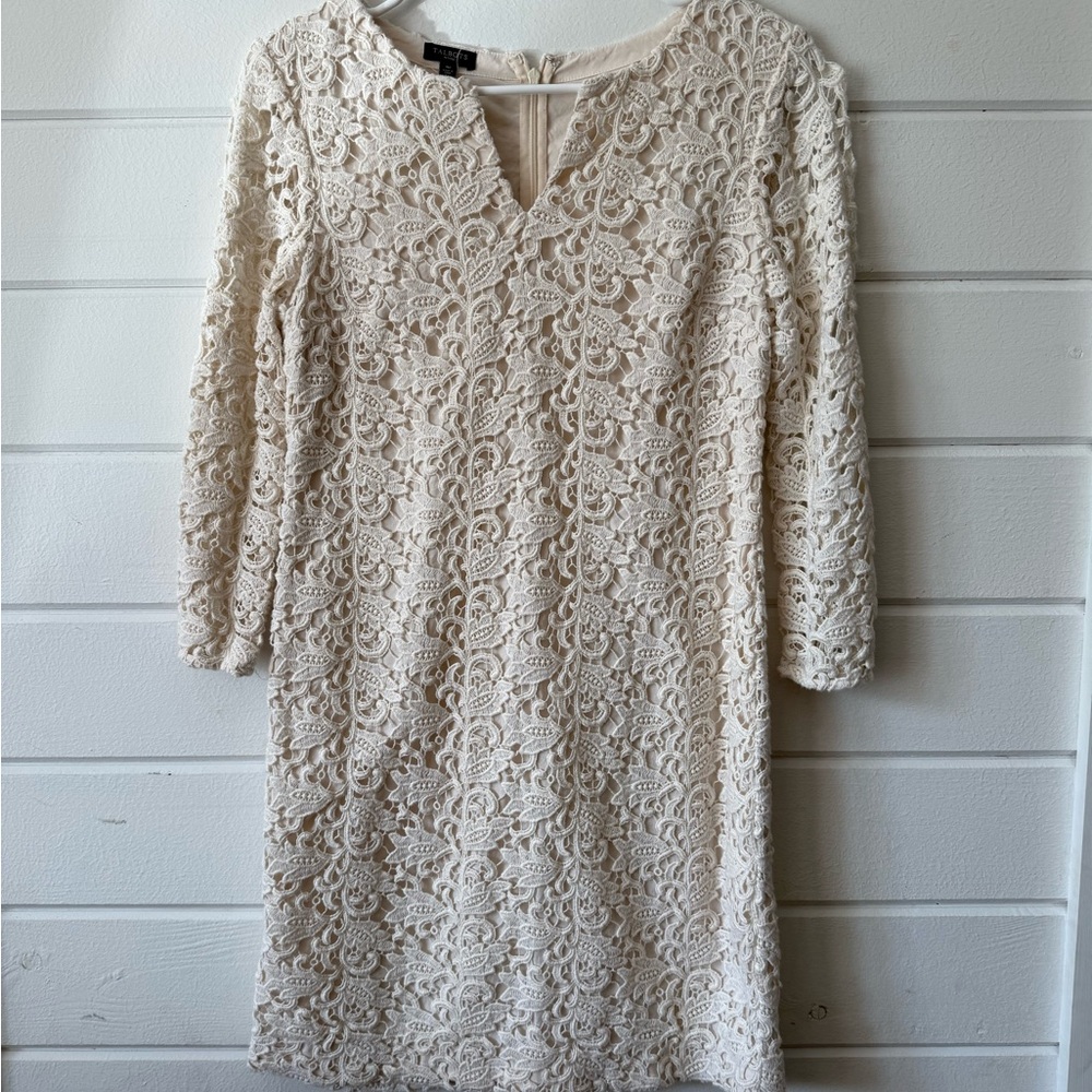 Talbots Elegant Cream Lace Dress